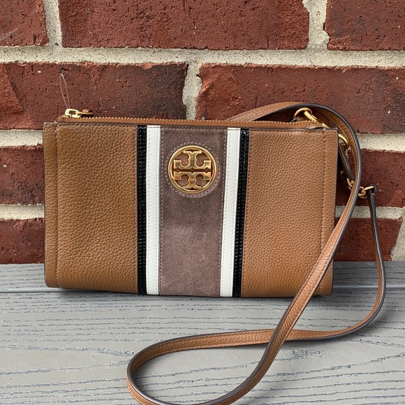 Tory Burch Carson Stripe Leather Crossbody Bag